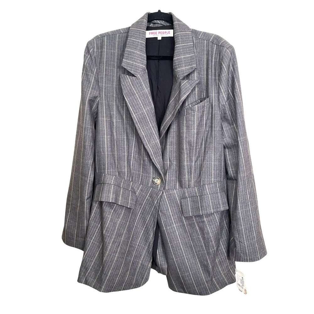 Free People Charcoal Pinstripe Blazer - Picture 3 of 5